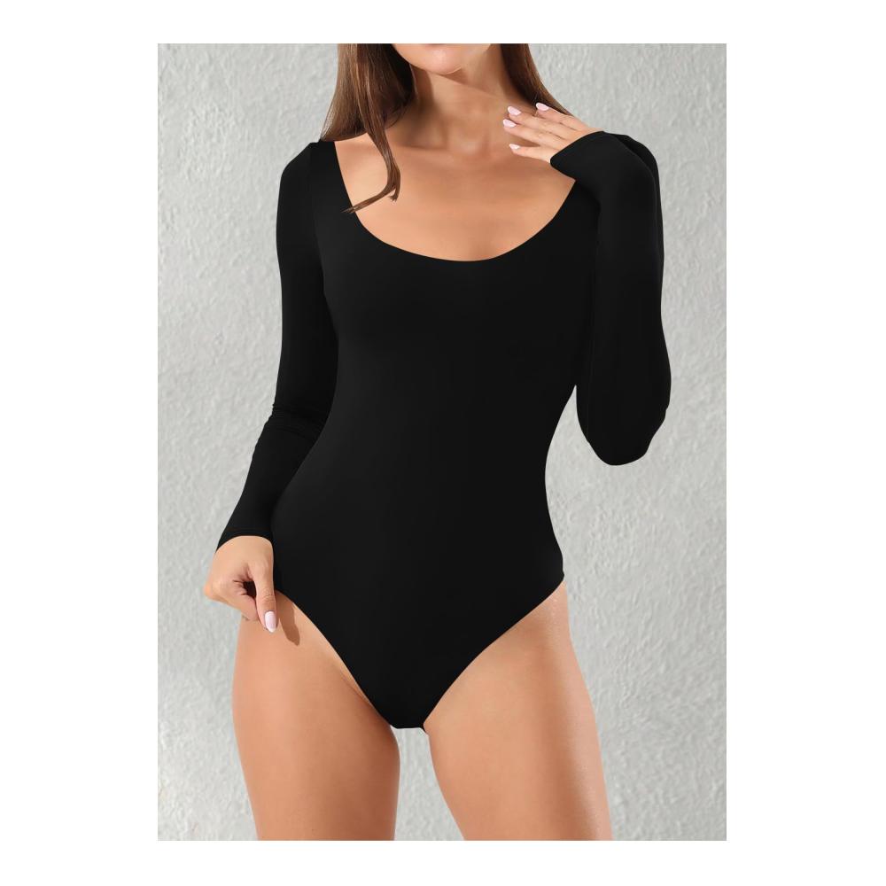 Damen Bodysuit Langarm | Verführerischer Body für Frauen | Elastisches Unterziehbody Longsleeve | Rundhals Basic Top | Sexy und Komfortabel | Perfekt für jeden Anlass | Hohe Qualität und Stil