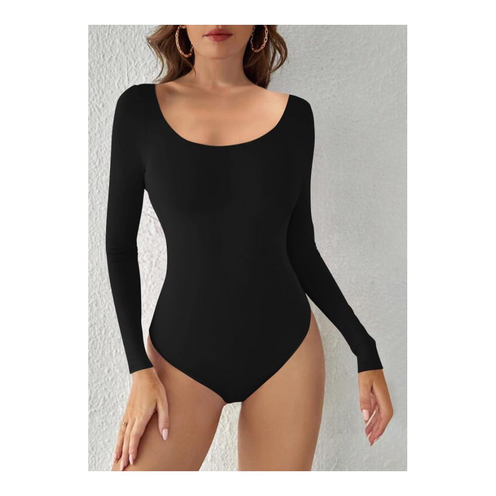 Damen Bodysuit Langarm | Verführerischer Body für Frauen | Elastisches Unterziehbody Longsleeve | Rundhals Basic Top | Sexy und Komfortabel | Perfekt für jeden Anlass | Hohe Qualität und Stil