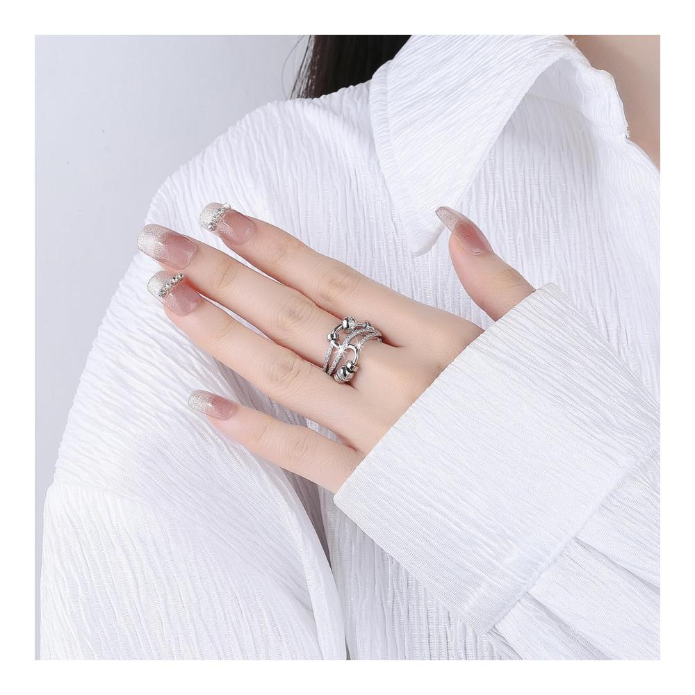 Entdecken Sie den Charme von Ringe Verstellbarer Fidget Ring aus 925 Sterling Silber für Damen und Mädchen um Ängste zu überwinden