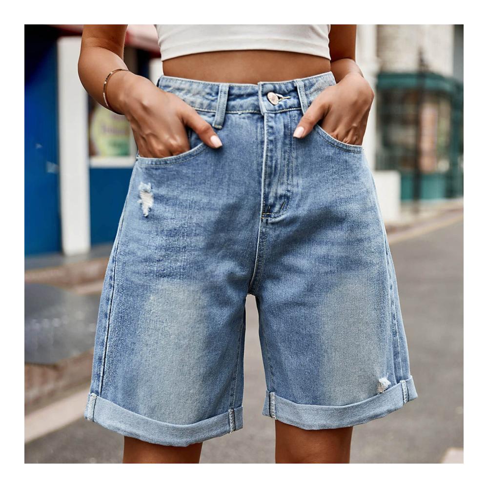 Entdecke den Sommerstil Damen Y2K Jeans Shorts mit Taschen