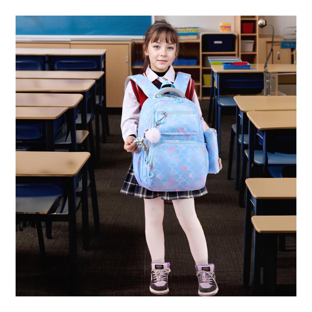 Exklusives Schultaschen-Set für Mädchen 3-teiliger Leichtgewichts-Schulrucksack mit Lunchtasche und Federmäppchen für Schule und Reisen