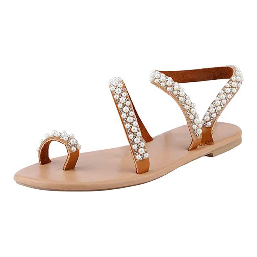 Entdecke den sommerlichen Charme Damen Sandalen in Weiß mit Riemen Strass und Vintage-Stil. Perfekt für Strandspaziergänge oder Freizeit Größe 40