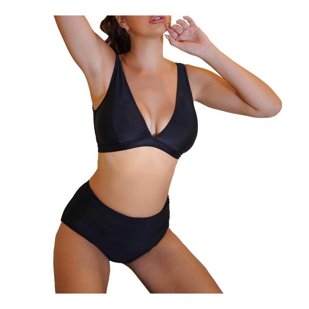 Entdecken Sie die ultimativen Bikini-Sets für Damen Sexy Strand-Badeanzug modisch und bequem! Zweiteiliges Set mit Bandage-Design in Schwarz. Perfekt für Ihren Strand-Look