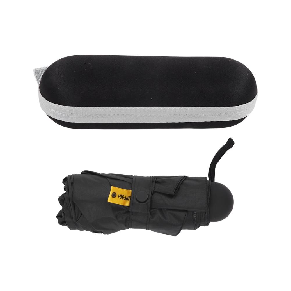 Kompakter Taschenschirm in Schwarz 5-fach faltbar Sonnenschutz mit Box - Ideal für unterwegs! Perfekter Begleiter für Herren und Damen in jedem Wetter