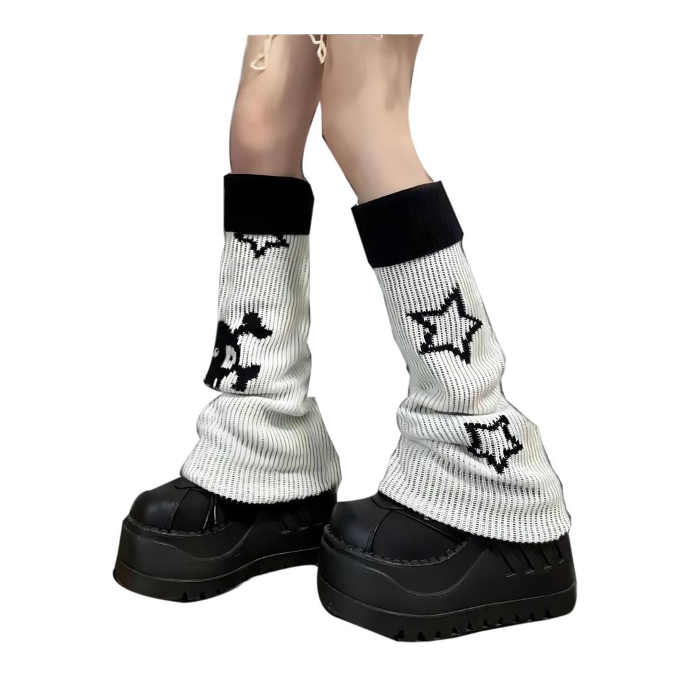 Trendige Stulpen Weiche Beinwärmer mit Stern- und Schädelmuster für Frauen und Mädchen. Vielseitig tragbar und stylisch. Jetzt sichern