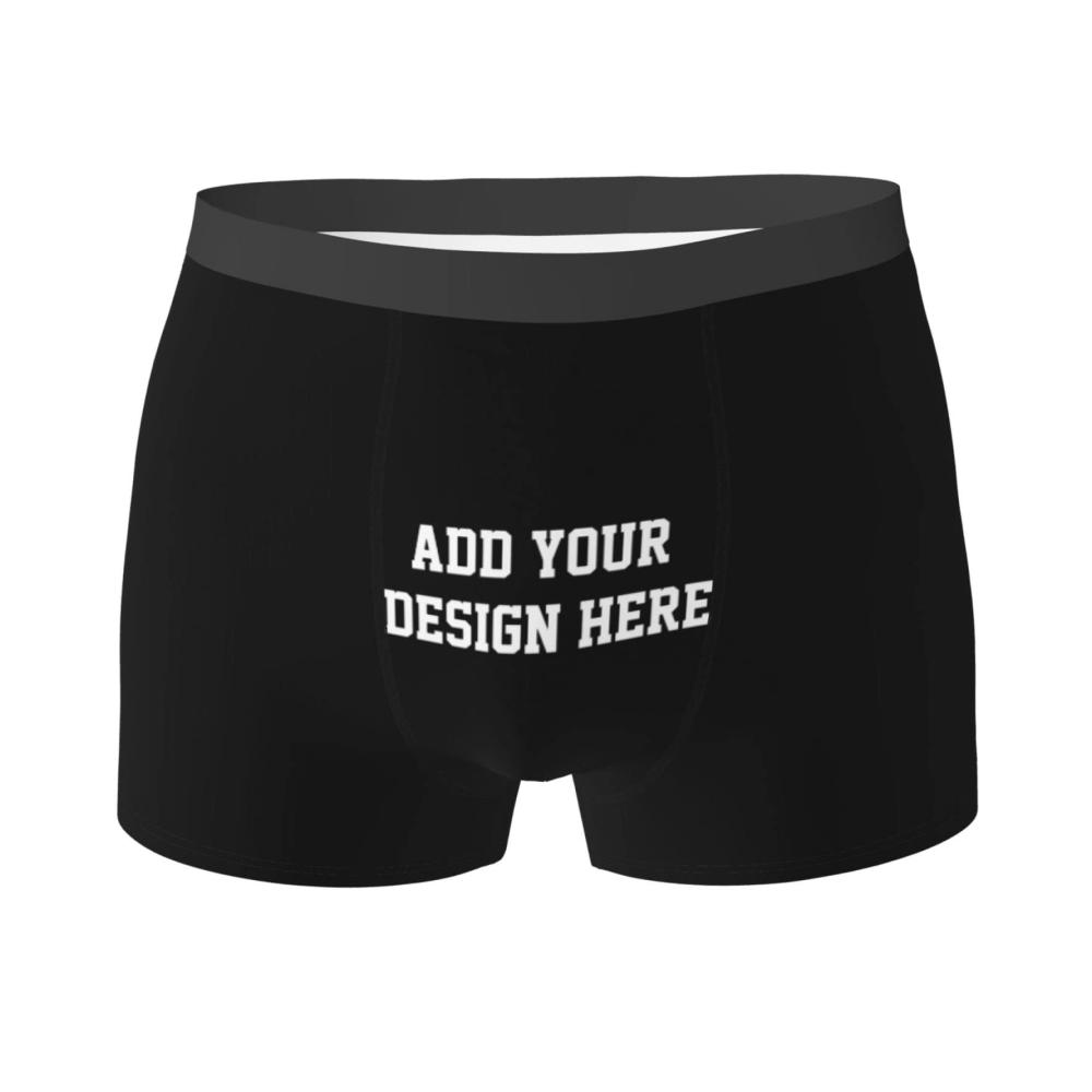 Einzigartige Boxershorts nach Maß Gestalte deine individuellen atmungsaktiven Männerunterhosen mit persönlichem Foto oder witzigem Text in Schwarz
