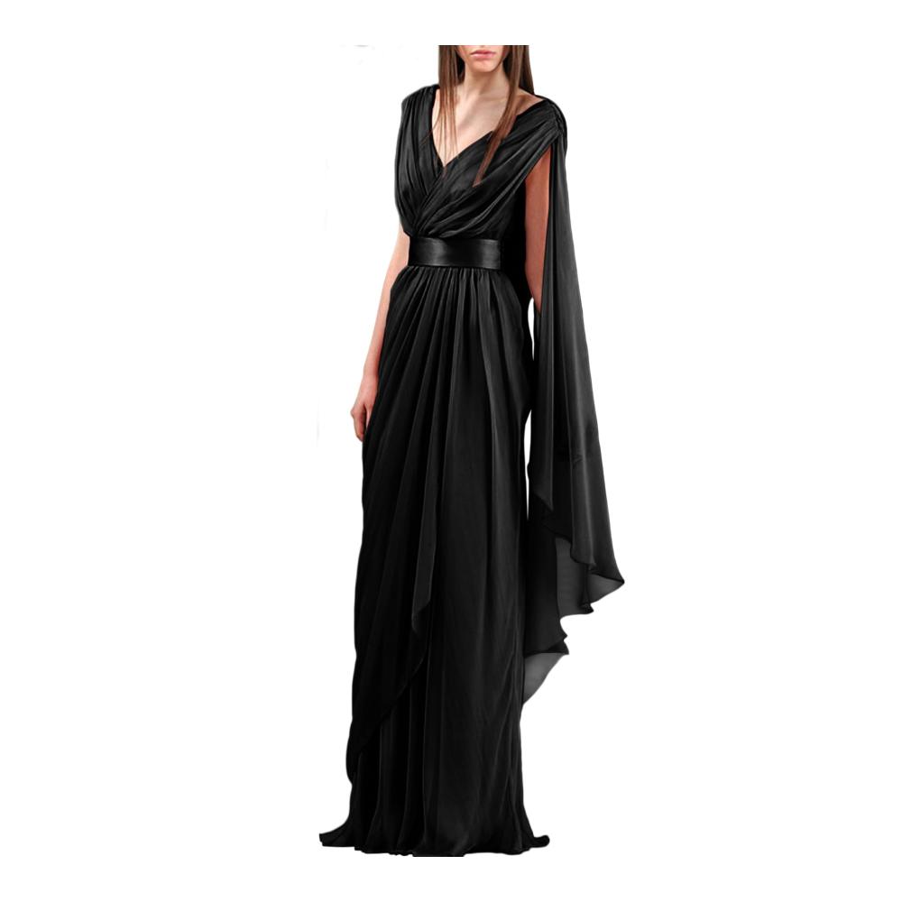 Elegante Abendkleider Bodenlanges A-Linie-Kleid mit langen Ärmeln und V-Ausschnitt für stilvolle Hochzeitsgäste