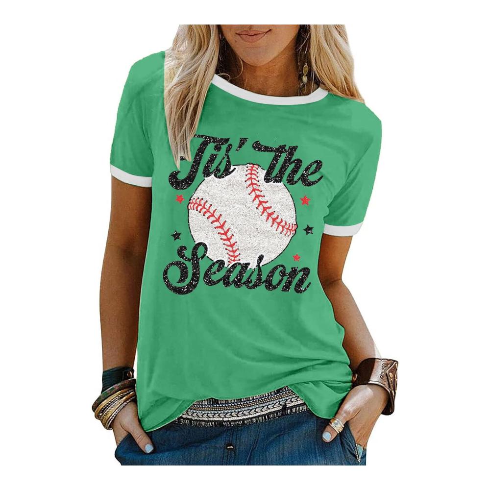 Das Saison Baseball-T-Shirt Perfekt für Softball-Fans! Damen Baseball-Shirt - lässig niedlich & grafisch. Kurzärmeliges Softball-Shirt für Damen ein Must-Have