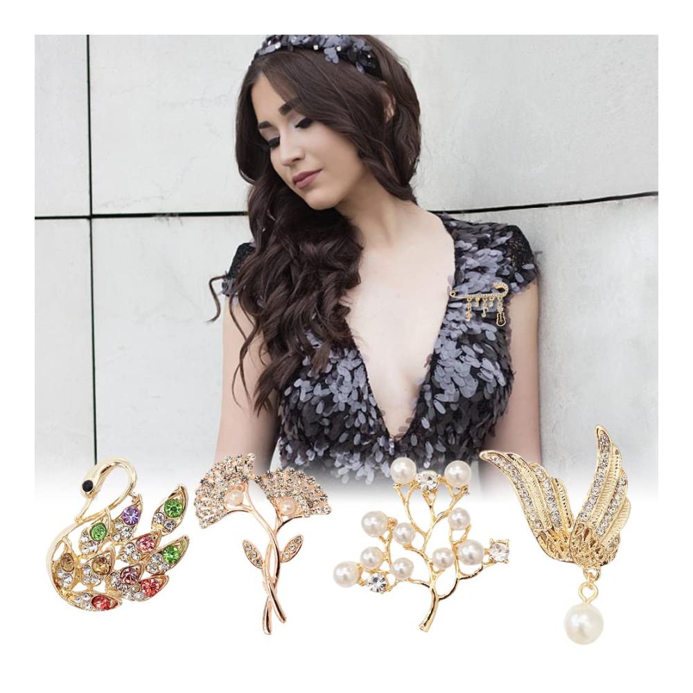 Veredeln Sie Ihren Look 5 Damen-Broschen-Set mit Blumen- & Kristallelementen - Perfekte Ergänzung für DIY Hochzeit Jubiläum und mehr! Elegante Accessoires für Damen und Mädchen