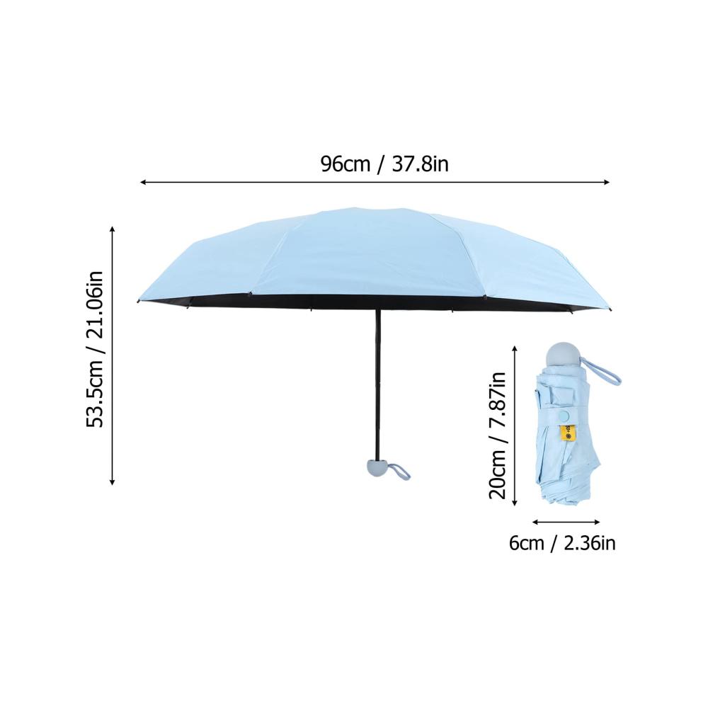 Kompakter Taschenschirm in Blau 5-fach faltbar UV-Schutz mit Box - Ideal für Reisen - Praktisch und stilvoll für Männer und Frauen