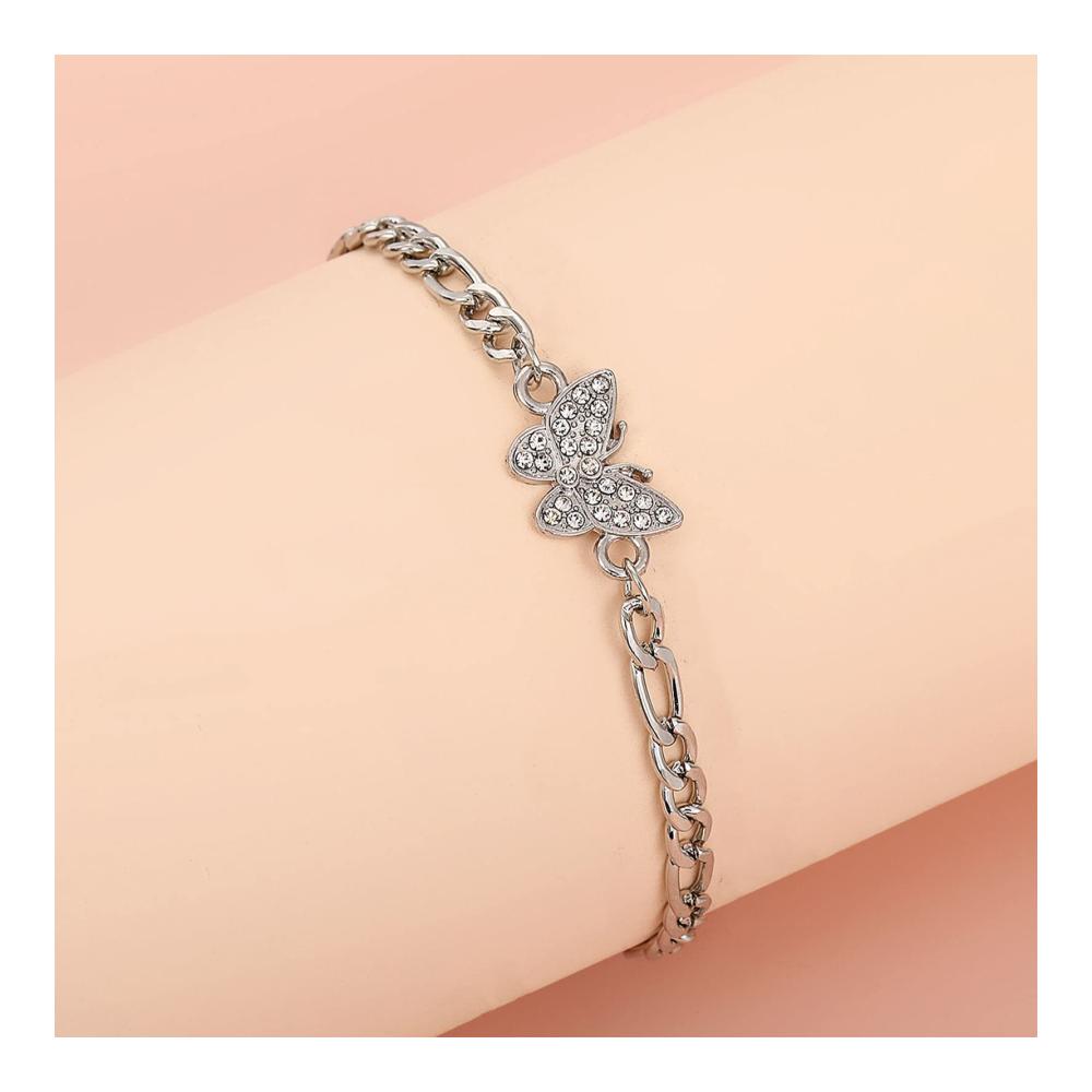 Entdecke den funkelnden Charme Kristall Schmetterling Fußkettchen – Elegantes Boho-Armband mit Pave Strass perfekt für sonnige Tage am Strand