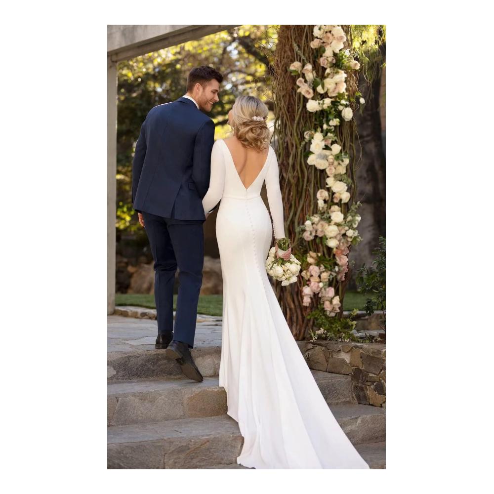 Romantische Damen Tüll Spitze Brautkleider mit Langarm Appliques für den besonderen Tag – Elegante Hochzeitskleider für das Standesamt und mehr