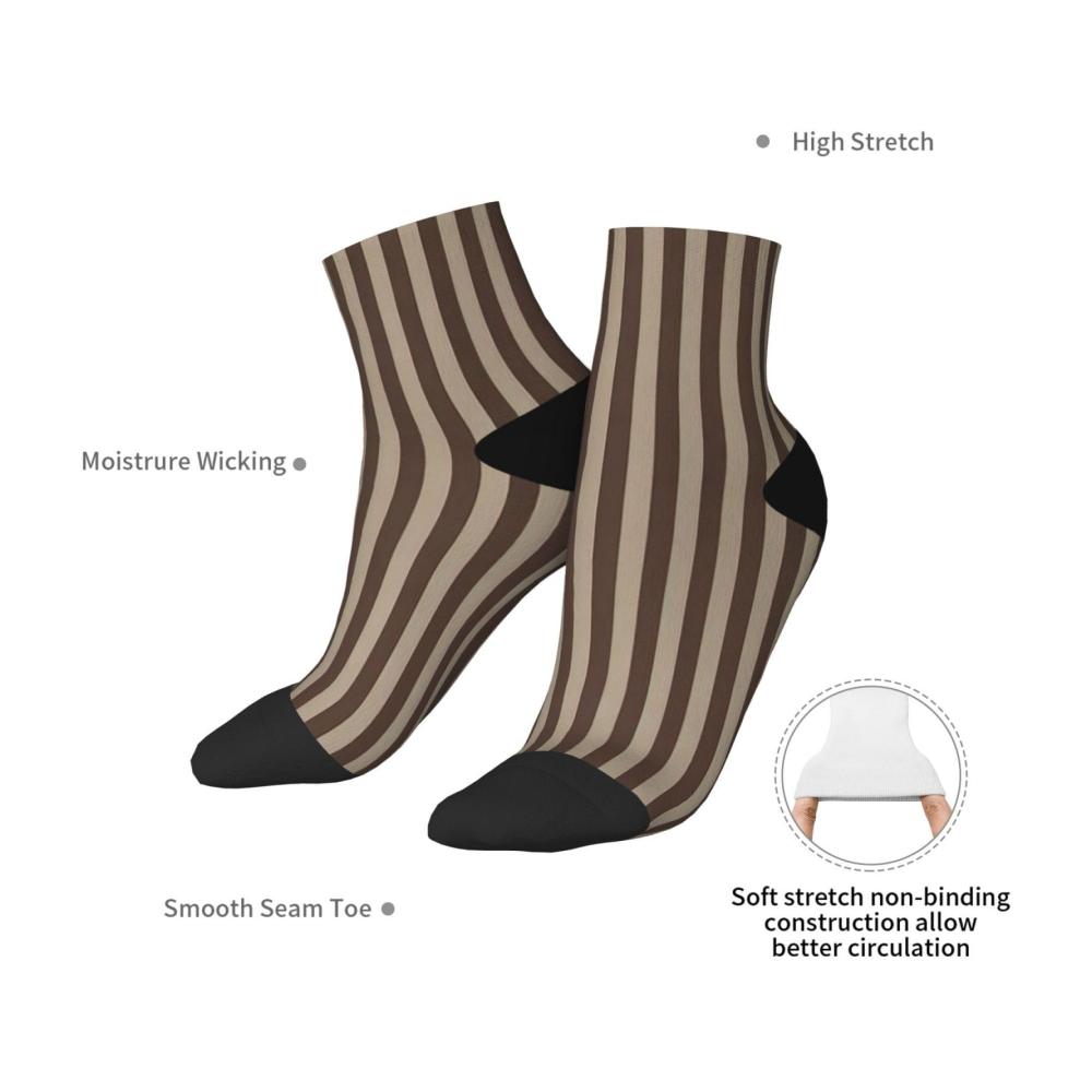 Trendige Knöchelsocken für Damen und Herren - Bequeme Einheitsgröße mit modischen braunen Streifen - Perfekte Socken für jeden Anlass