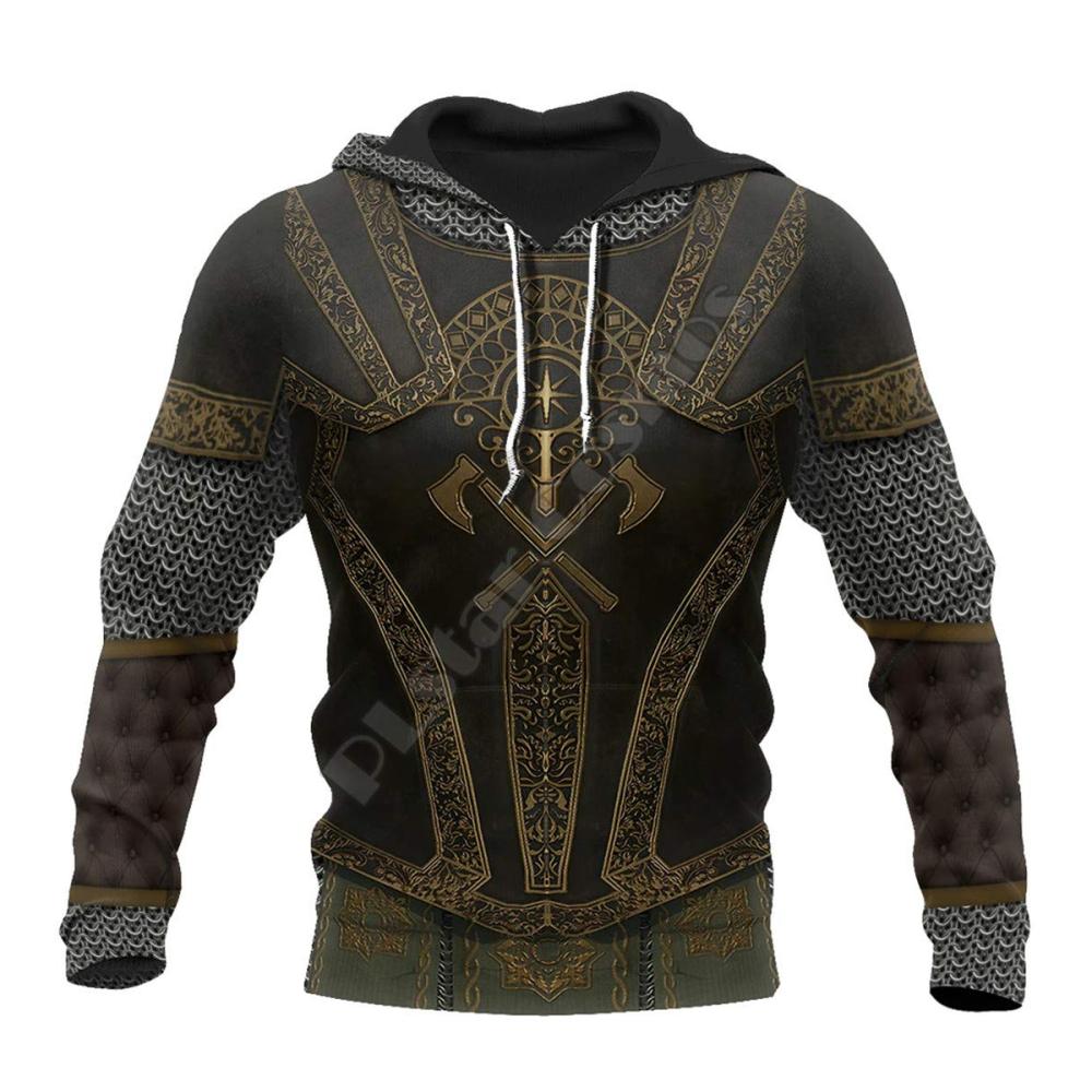 3D Gedruckter Ritter Rüstung Kapuzenpullover | Mittelalterliche Harajuku Mode Hoodie | Unisex Sweatshirt Jacke mit Kapuze | Trendy Hoodies für Herren und Damen | Geschenk für Cosplayer