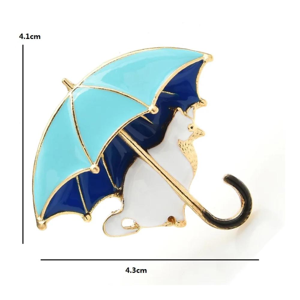 Entzückende Tier-Broschen Modische Emaille-Anstecknadeln für Damen - Katze unter Regenschirm - 4-farbige Designs für lässige Eleganz - Luxuriöse Hemdschal-Schnalle und Kragennadel-Brosche