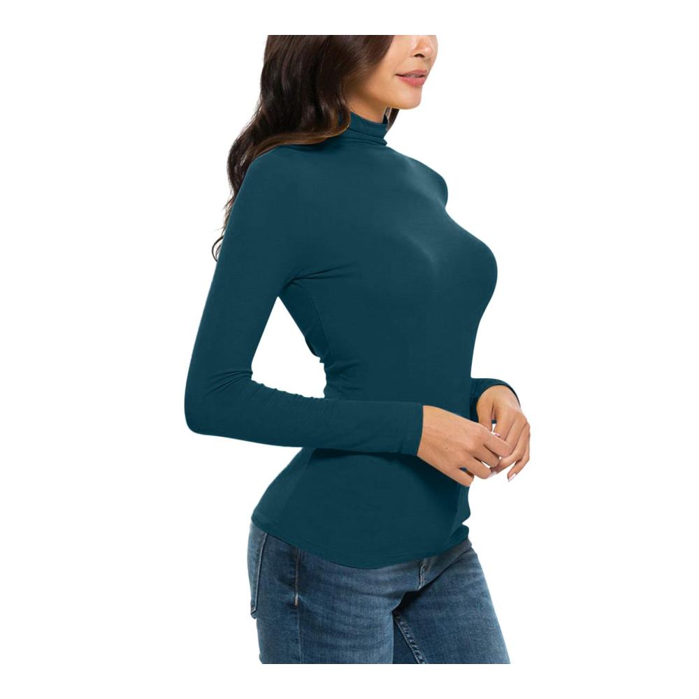 Verführerische Damenoberteile Langarm-Blusen mit Rollkragen für perfekten Sitz und Stretch-Komfort. Ein Must-have für stilbewusste Frauen