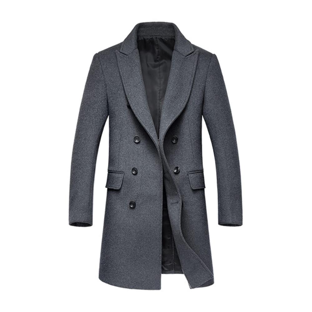 Stilvoller Herrenmantel Slim Fit Zweireihig aus warmer Wolle für den Winter | Eleganter Wollmantel für kalte Tage | Lange Herren Mäntel