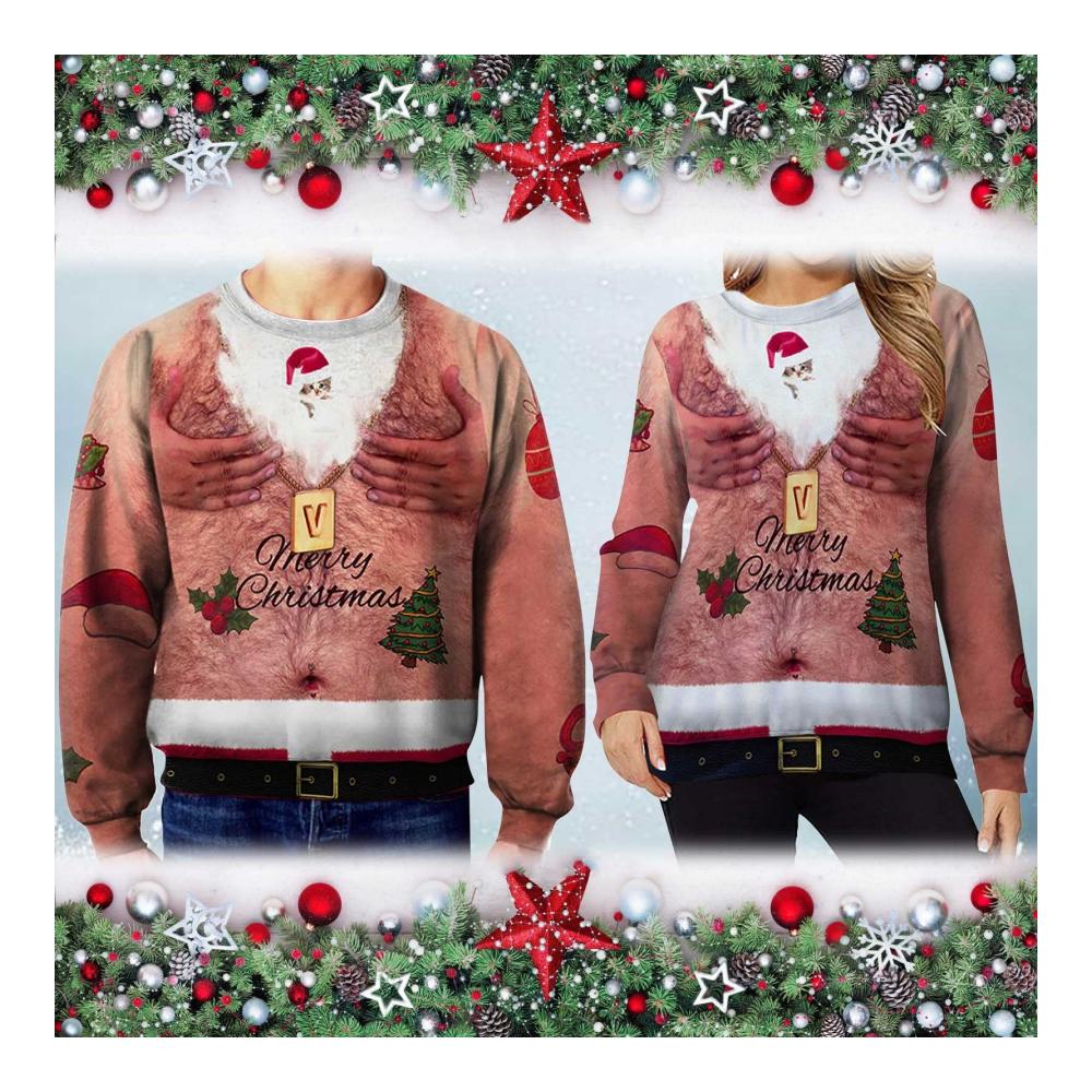 Gemütliche Damen Sweatjacke mit lustigem Weihnachts-Design für die Festtage - Große Größen Langarm-Sweatshirt mit 3D-Druck - Unisex Weihnachtspulli für Weihnachtsfeiern und gemütliche Abende