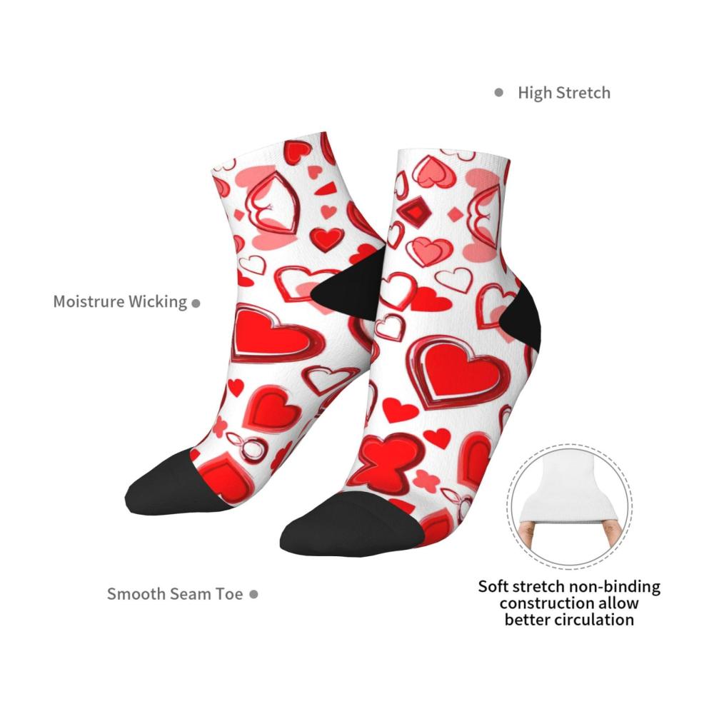 Komfortable Knöchelsocken für Erwachsene mit stilvollen Designs – Romantisches Rot Unisex One Size Ideales Geschenk für Damen und Herren