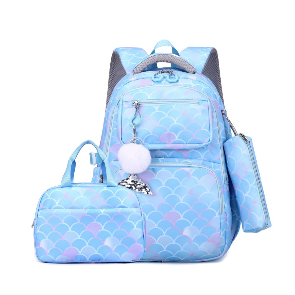 Exklusives Schultaschen-Set für Mädchen 3-teiliger Leichtgewichts-Schulrucksack mit Lunchtasche und Federmäppchen für Schule und Reisen