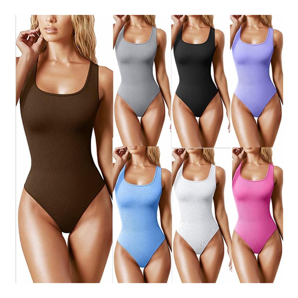 Sexy Shapewear Damen Sommer Body Bauchkontrolle Strampler mit geripptem Design für eine Sculpting-Figur – Grün L