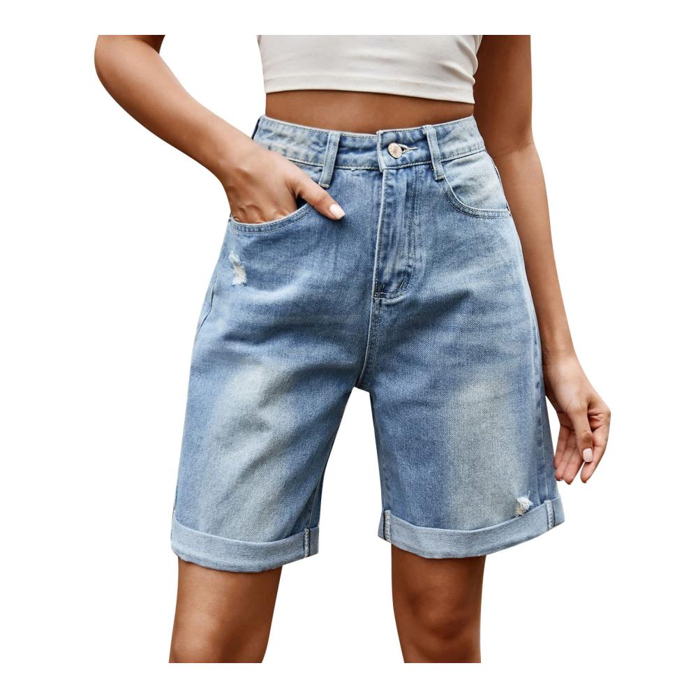 Entdecke den Sommerstil Damen Y2K Jeans Shorts mit Taschen
