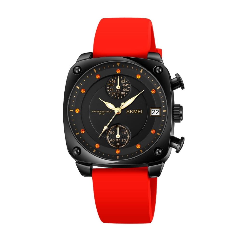 Elegante Armbanduhren Wasserdichte Quarzuhr mit Silikonarmband und Edelstahlschnalle - stilvoll und strapazierfähig in Rot! Perfekt für jeden Anlass