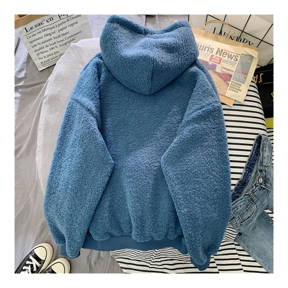 Damen Kapuzenpullover aus Plüsch-Fleece | Warme Winterjacke mit süßer Tasche | Weicher Hoodie für Teenager | Trendiger Style für kalte Tage