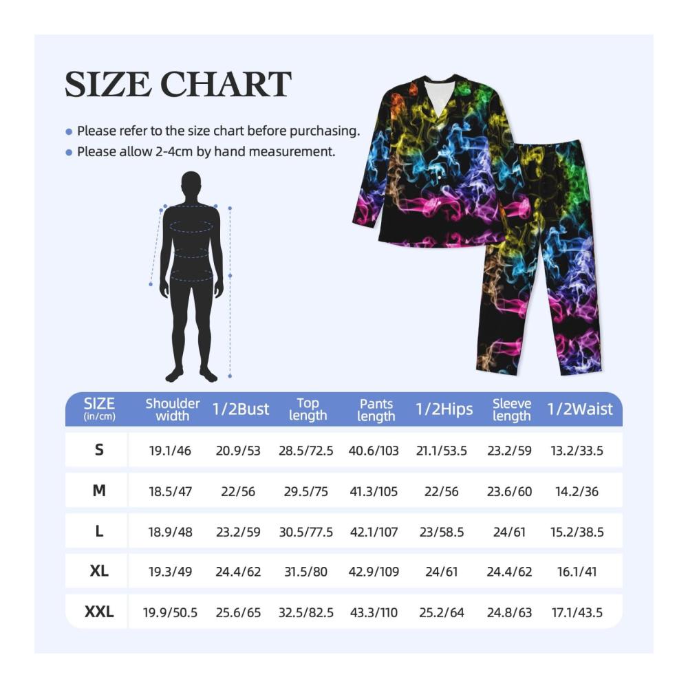 Entspannt schlafen Bequemer Herrenschlafanzug mit farbenfrohem Rauchdruck - Perfekte Nachtwäsche für erholsame Nächte