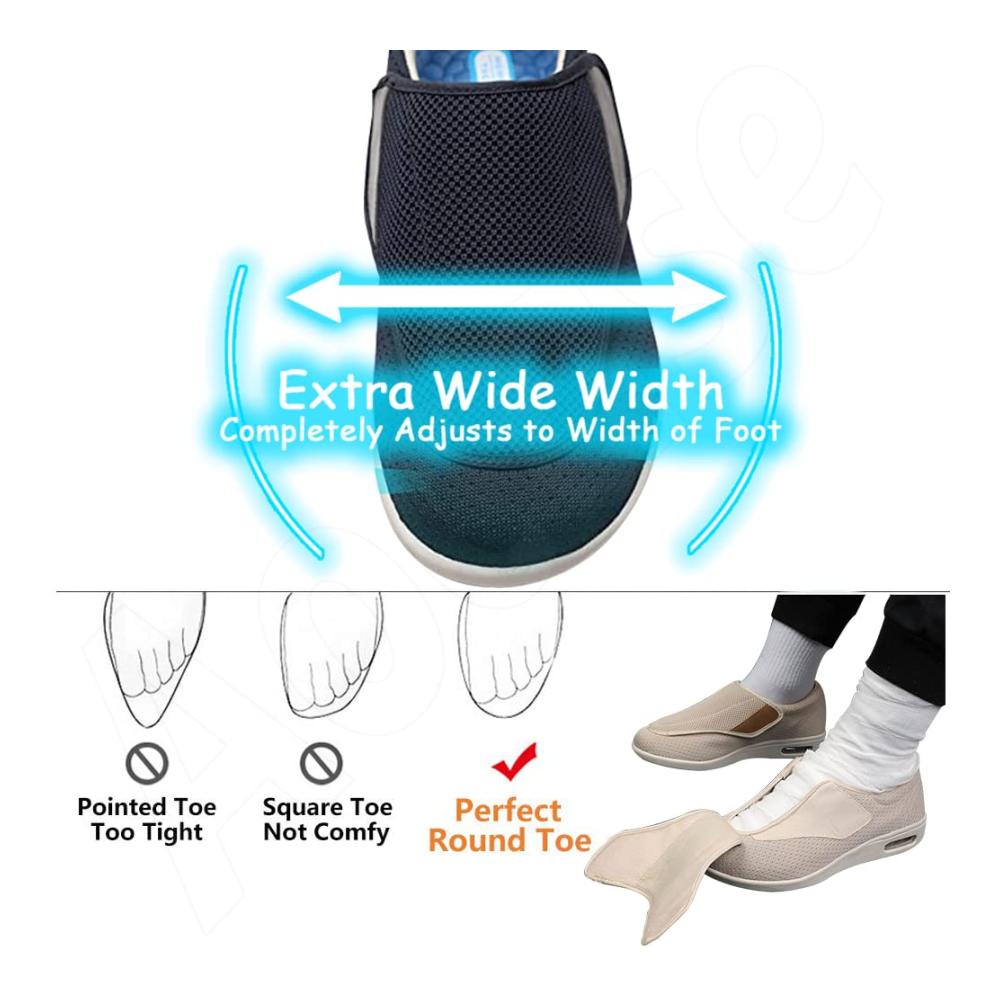 Ultimativer Komfort für aktive Senioren Atmungsaktive Walkingschuhe für Diabetiker mit Klettverschluss und rutschfester Sohle. Perfekt für geschwollene Füße
