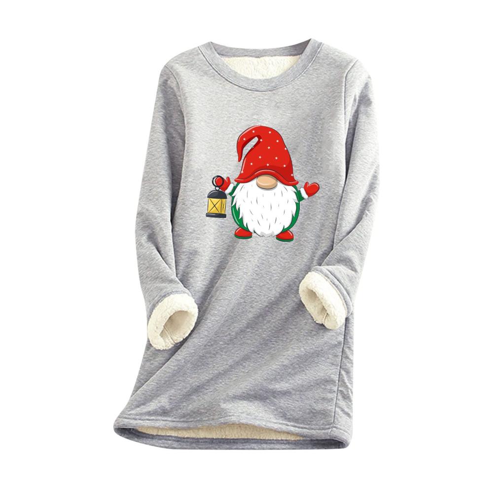 Entzückender Winterpullover für Damen Weihnachtsmuster Langarm Fleece Sweatshirt Warm und Gemütlich Ideal für Kalte Tage! Perfekte Kombi aus Stil und Komfort