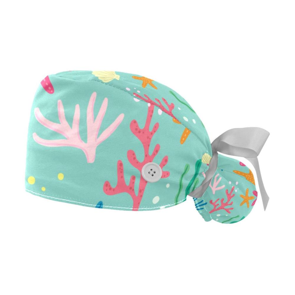 Stilvoll durch den Sommer 2 Baseball Caps mit verstellbarem Knopf für Damen - Cartoon Korallen Jakobsmuschel Design - Perfekt für Sonnenschutz und Stil