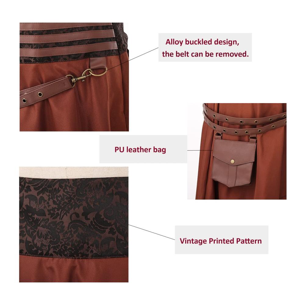 Entdecken Sie den zauberhaften Charme des Viktorianischen Steampunk Rocks mit mittelalterlicher Tasche für Piratinnen! Gönnen Sie sich diesen Gothic High-Low Skirt für einen atemberaubenden Look