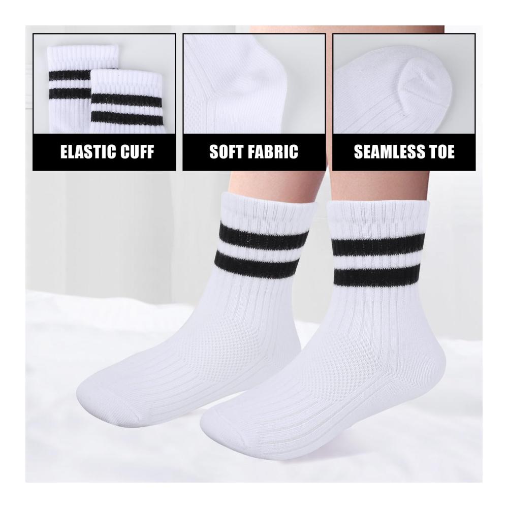 9er Set Mädchen Socken | Baumwollsocken für jeden Anlass | Hohe Sport- und Freizeitsocken | Nahtlose Bequemlichkeit | Schwarz Weiß Grau | Kinderfüße lieben sie