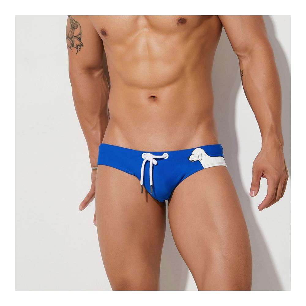 Entdecke den Style Herren Badeshorts mit Hundemuster - Sexy Low Rise Schwimmhose für Wassersport und Surfspaß - Enganliegend und Komfortabel - Jetzt erhältlich