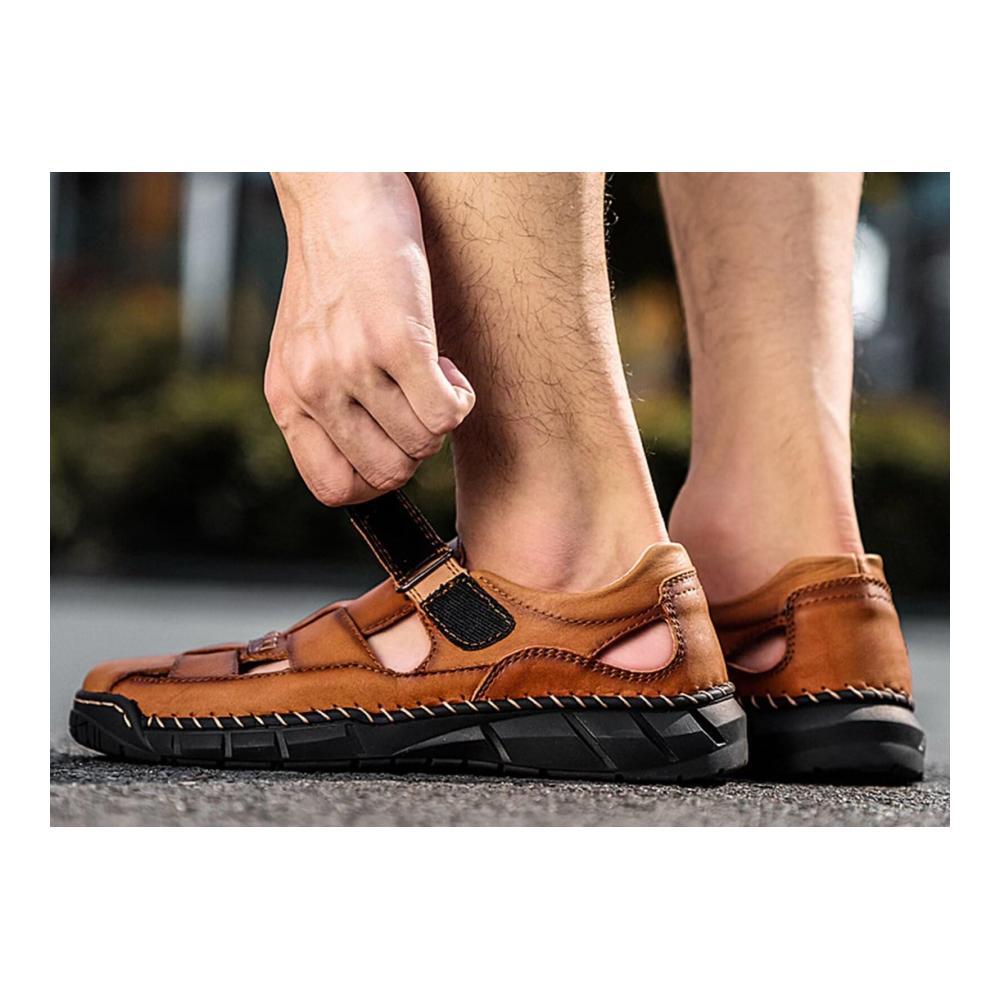 Hochwertige Herren-Sandalen aus robustem Leder für Outdoor-Abenteuer Wasserdicht geschlossene Zehe perfekt zum Wandern und Strandspaß