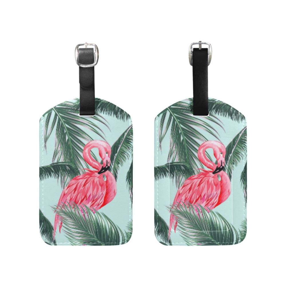 Einzigartiger Koffer- & Taschenanhänger Exotische Flamingos & Blätter PU-Leder Namens-ID. Schützen Sie Ihr Gepäck stilvoll! 1 Stück für Ihre Reisen