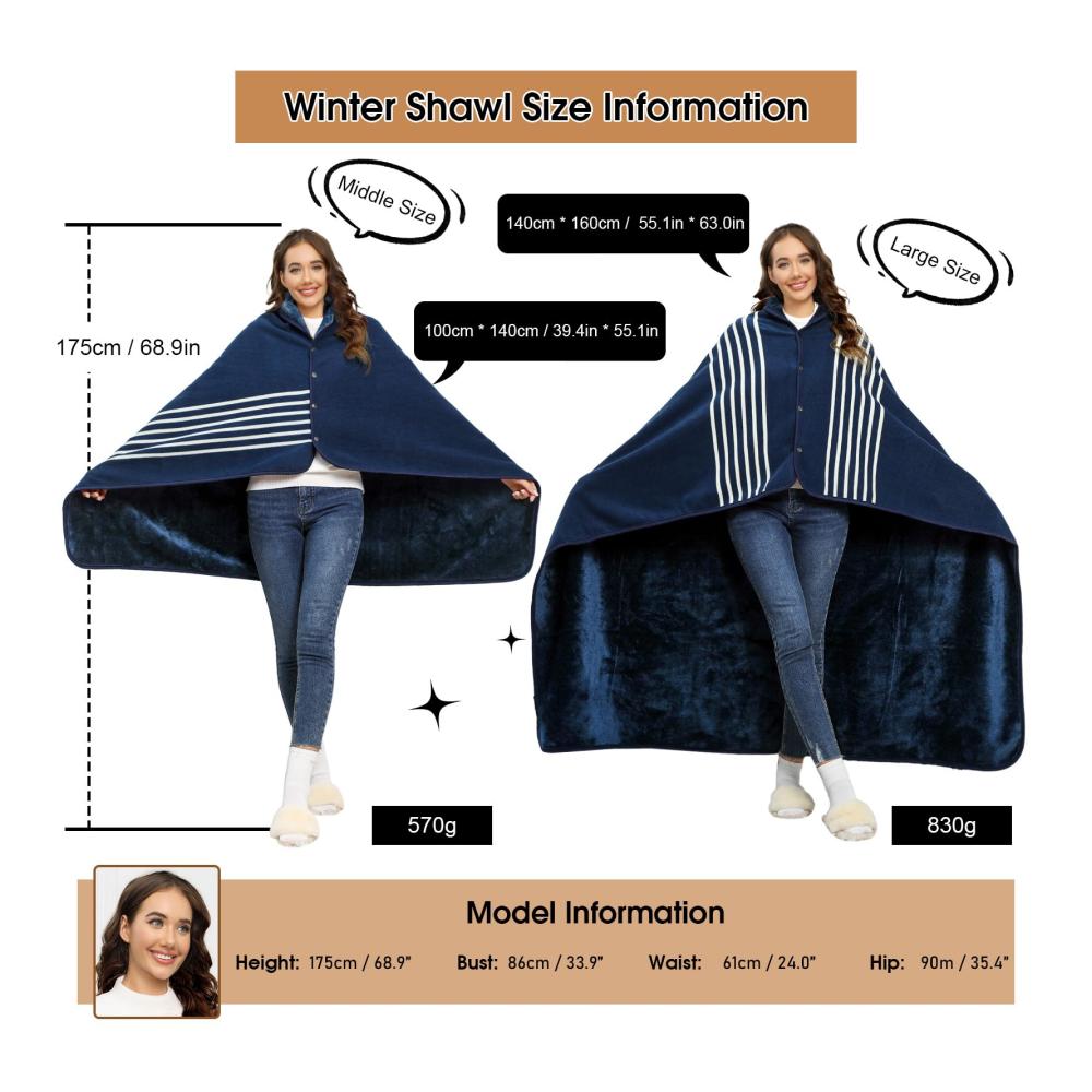 Trendiger Winter-Look Warme Strick Ponchos & Capes mit Metallschließe für Damen – Perfekte Thermo-Strickjacke & Rollstuhldecke für maximalen Komfort und Stil