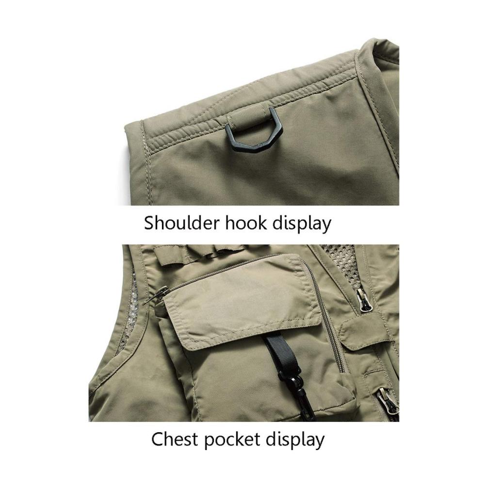 LITING Herren Outdoor Weste Praktische Multi-Pocket Tooling Mesh Jacke für Angler Fotografen & Reporter. Sommerleicht und vielseitig! Jetzt in Gelb Größe S erhältlich