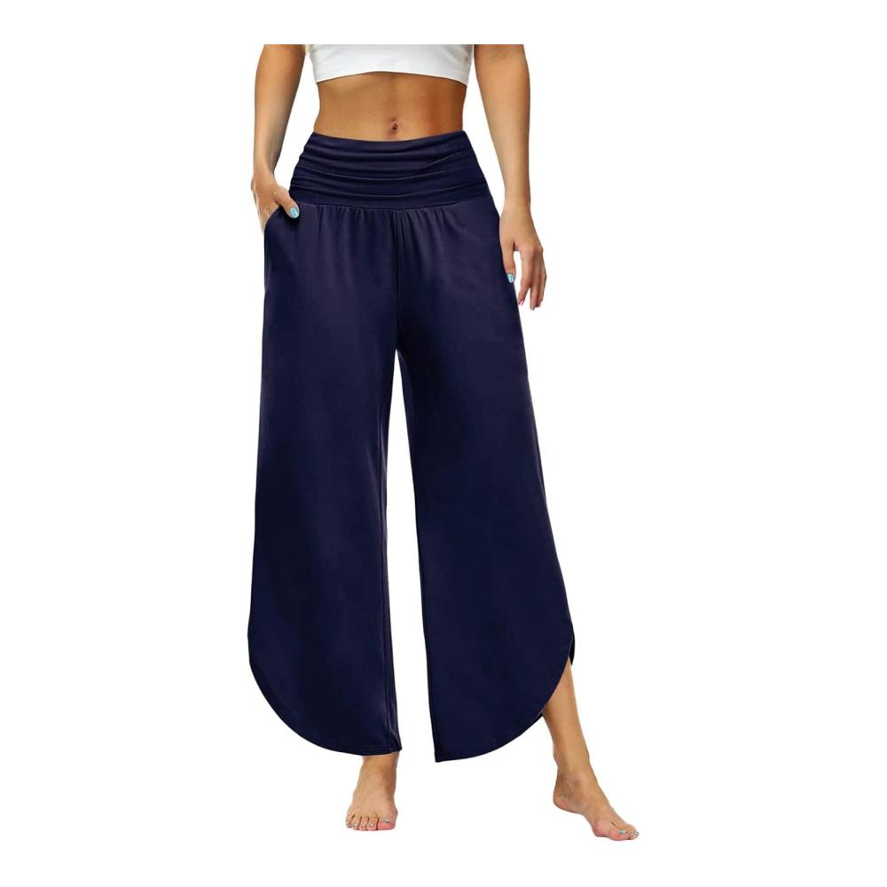 Entdecken Sie den ultimativen Komfort Damen Yoga-Hose mit weitem Bein und hoher Taille für Tanz und Lounge. Bequeme Passform Taschen inklusive