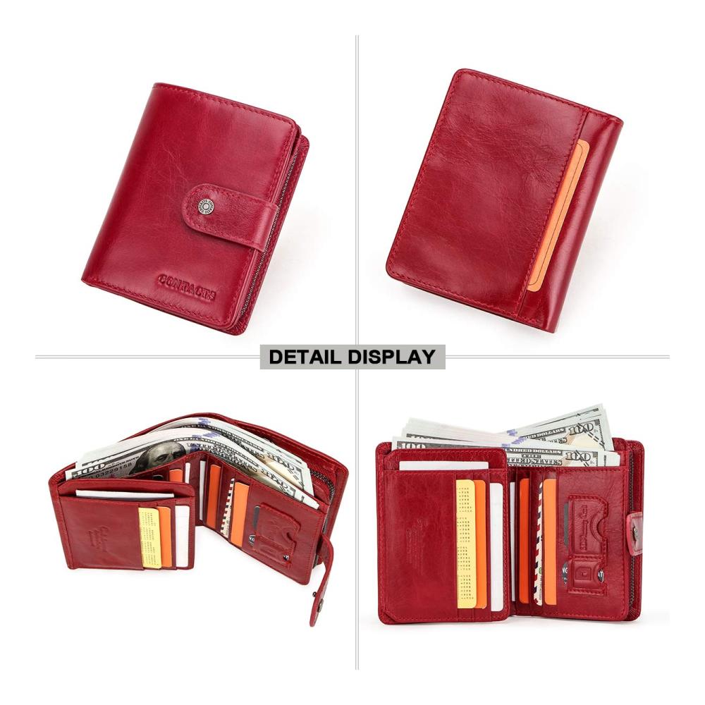 Elegante Geldbörse aus echtem Leder für Herren Bifold Trifold Kartenhalter Reißverschluss Münzfach – stilvoll und funktional in Rot! Entdecken Sie Qualität und Stil