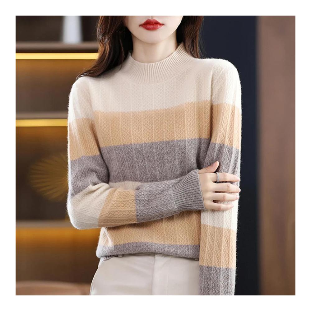 Stilvoller Damen-Pullover Kaschmir & Wolle Mix für exklusive Eleganz | Langarm Stricktops mit Rundhalsausschnitt