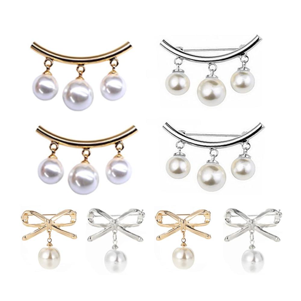 8er-Set Perlenbroschen & Anstecknadeln Elegante Faux-Pearl Sicherheitsnadel Clips für DIY Mode - Ideal für Kleidung Taschen & Mehr