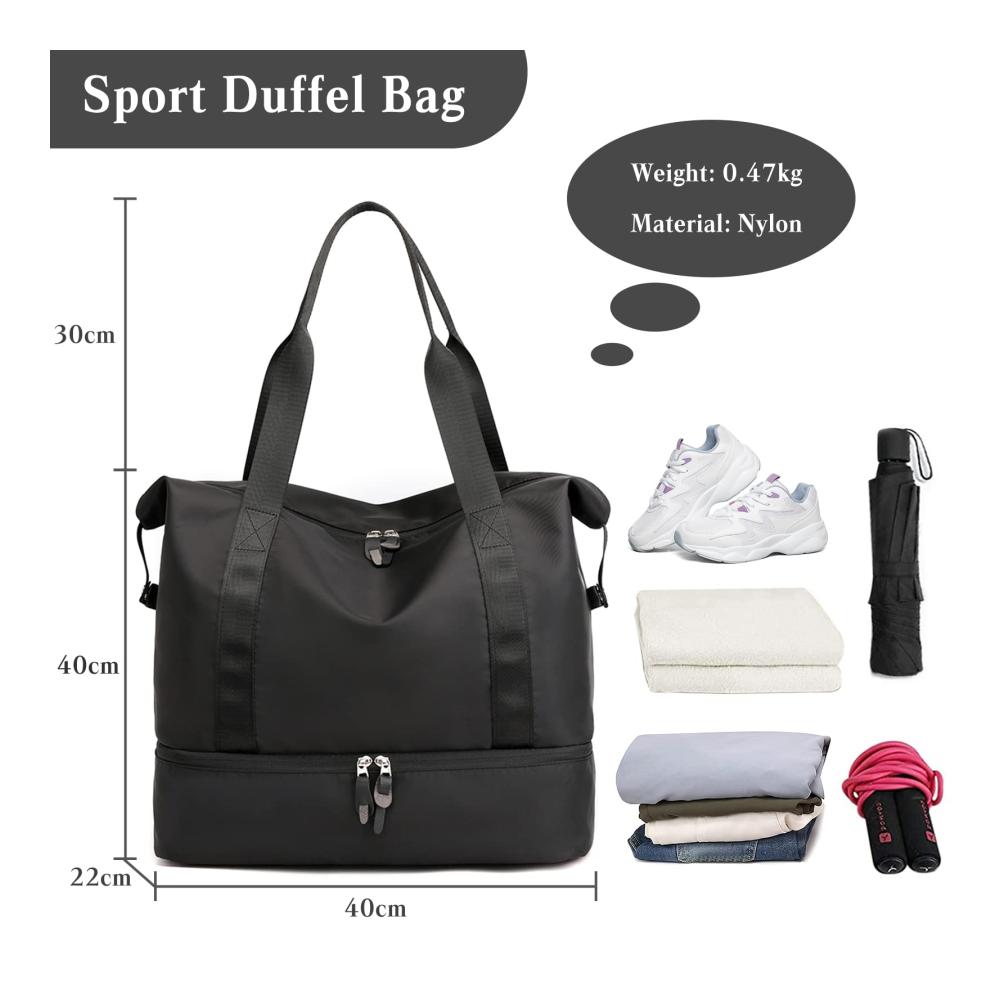 Stylische Reisetaschen Duffle Bag Leicht faltbar & wasserdicht! Ideale Sporttasche für Damen/Herren. Perfekt für Reisen Gym Urlaub & Übernachtungen. Holen Sie sich Ihre in Schwarz