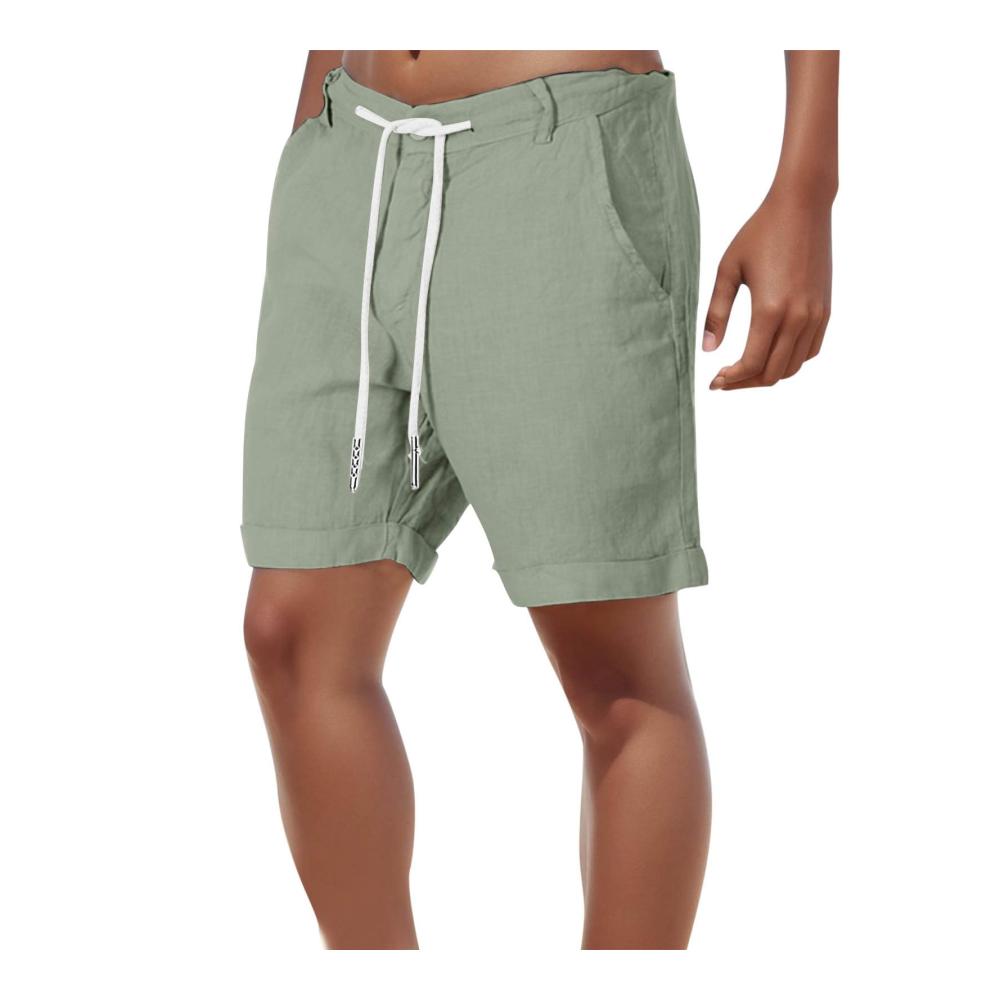 Leichte Slim Fit Leinen Shorts für Herren Sommerliche Kurzhose mit Taschen & Kordelzug Ideal für Strand & Freizeit