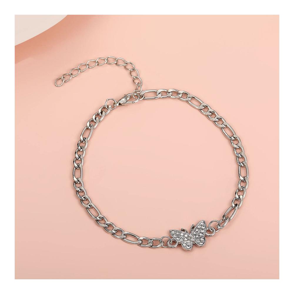 Entdecke den funkelnden Charme Kristall Schmetterling Fußkettchen – Elegantes Boho-Armband mit Pave Strass perfekt für sonnige Tage am Strand