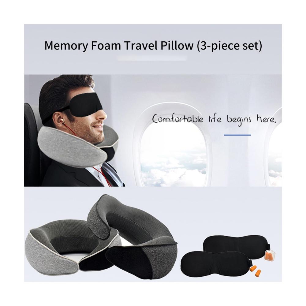 Ultimativer Komfort für unterwegs Wander Plus Memory-Schaum Nackenkissen Set | Reisekissen für Flugzeuge | Ergonomisches Kissen für maximalen Halt | 3er-Set in Dunkelgrau