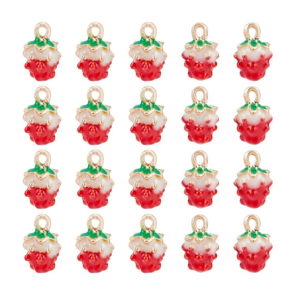 Entzückende Erdbeer-Bead Charms Perfekt für DIY Schmuckherstellung. 40 Stück vergoldete Legierungsanhänger mit Emaille ideal für Ohrringe Armbänder und Halsketten
