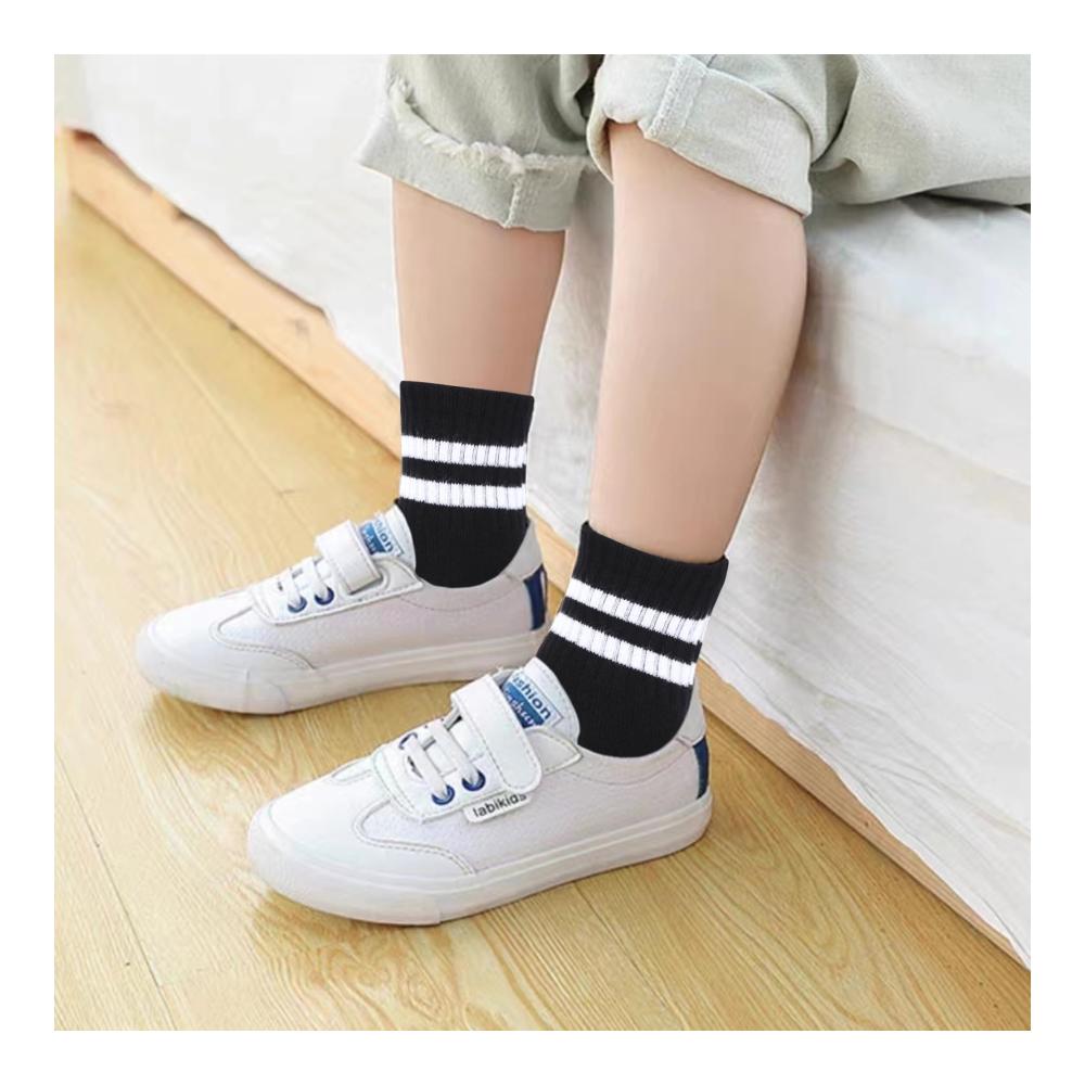 9er Set Mädchen Socken | Baumwollsocken für jeden Anlass | Hohe Sport- und Freizeitsocken | Nahtlose Bequemlichkeit | Schwarz Weiß Grau | Kinderfüße lieben sie