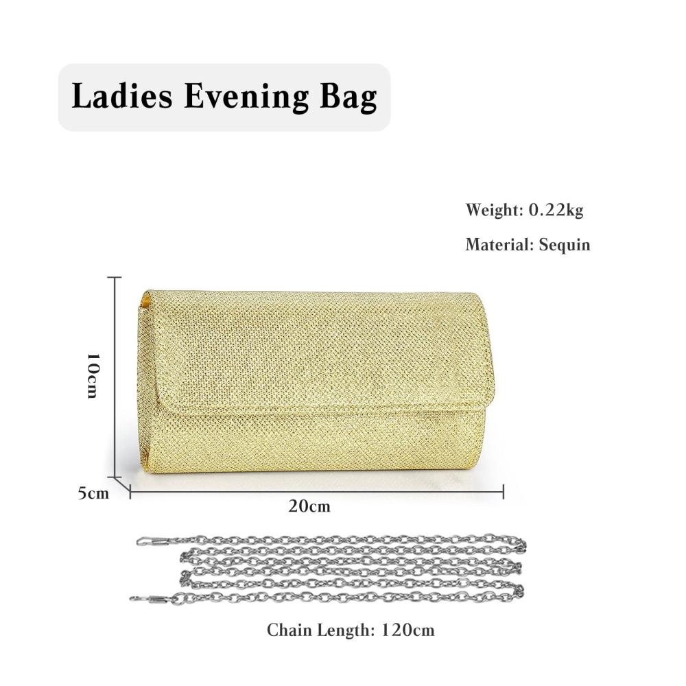 Elegante Damen Clutch Glitzernde Pailletten Abendtasche mit abnehmbarer Kette für Hochzeiten Partys & mehr - Perfekte Accessoire für stilvolle Auftritte